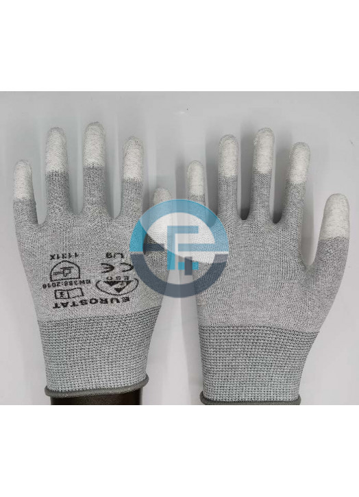 Graue ESD-Handschuhe - Fingerspitzen beschichtet