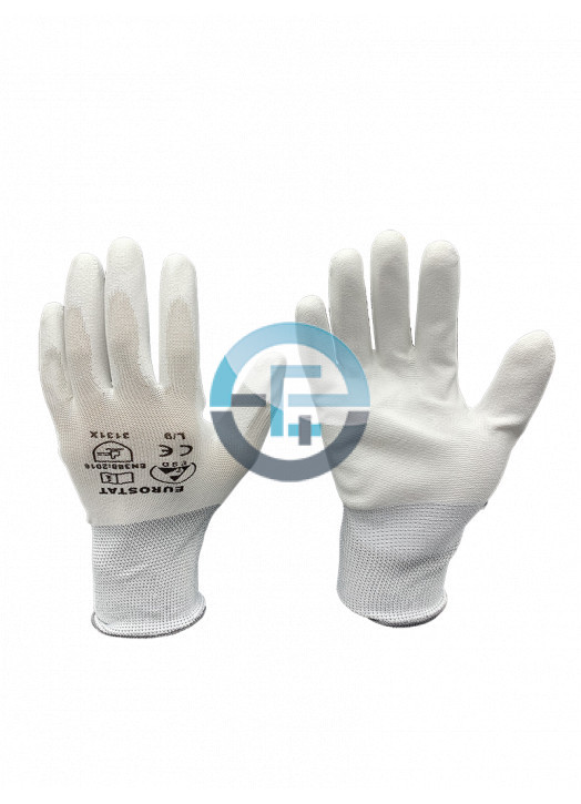ESD dissipative Nylon-Lichthandschuhe Finger und Palm PU-beschichtete / whiteesd dissipative Nylon-Lichthandschuhe Finger und Pa
