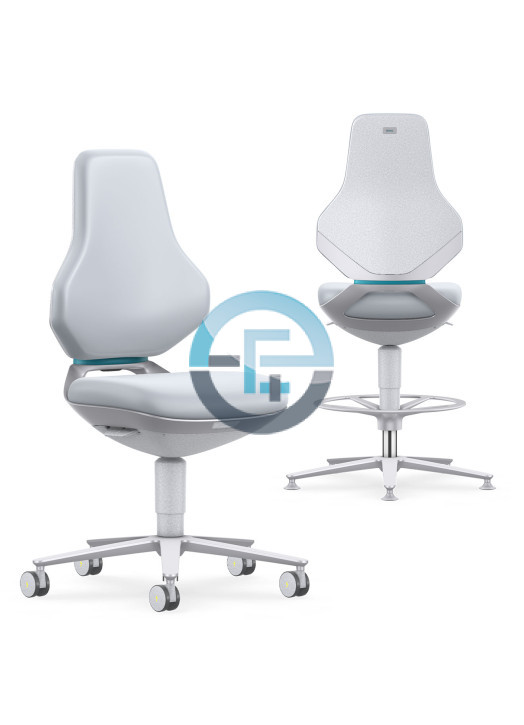 Texon ESD Reinraumstuhl, graues Leder, hygienisches Design, IEC 61340-5-1 – Eurostat