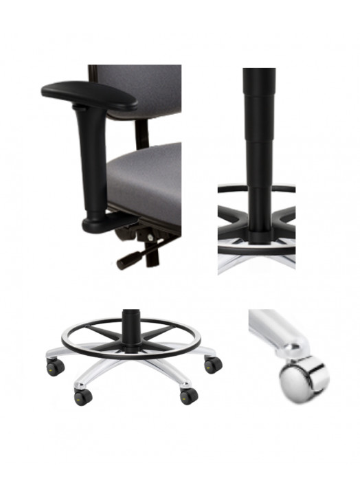 ESD Chair Accessories – Foot Ring, Gas Columns, Armrests, Metal Castors