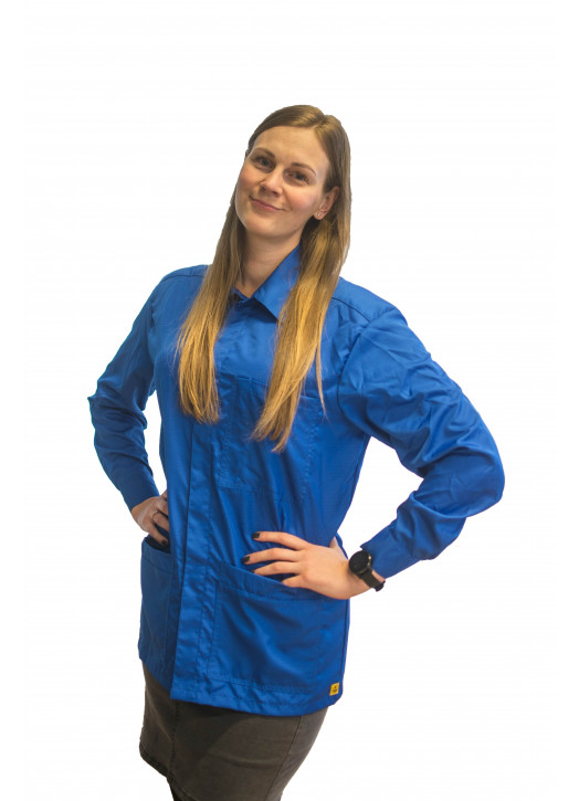 ESD Labcoat Blue – 5 mm Conductive Grid, 125 g/m² – GP7002 – Eurostat