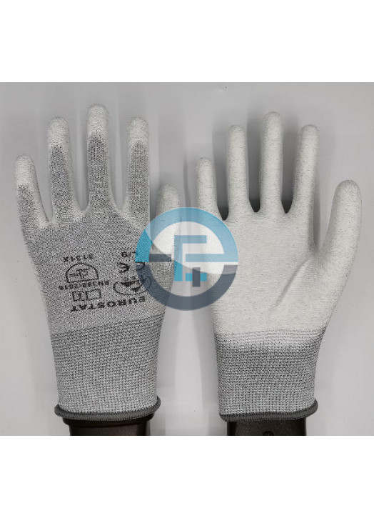 ESD grey Gloves fingers and palm PU coated
