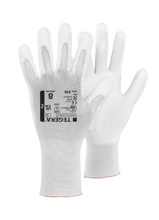 ESD PU dipped gloves in white