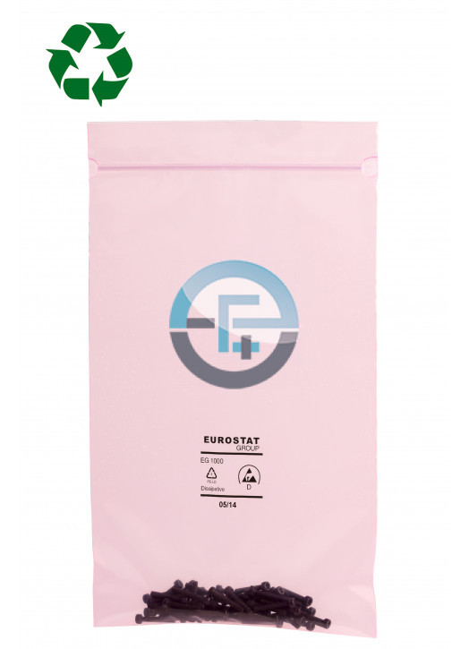 Standard Pink PE Recycled bags - 90µ - with Zip