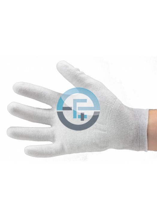 ESD Dissipative Nylon Light Gloves Fingers and Palm Pu Coated / Gray